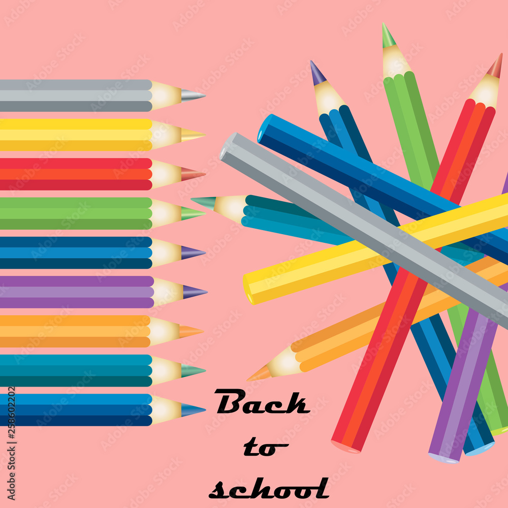 Fototapeta premium COLORED PENCIL BACK TO SCHOOL