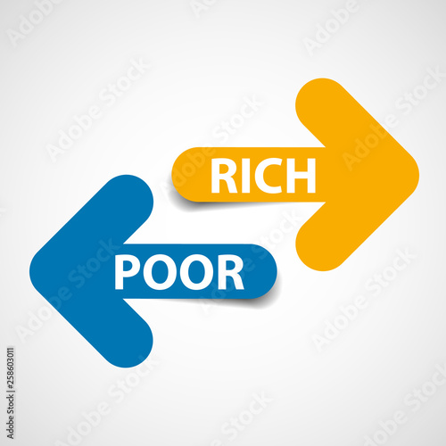 Rich nad Poor, Two Color Arrows, Icons with shadow - Vector