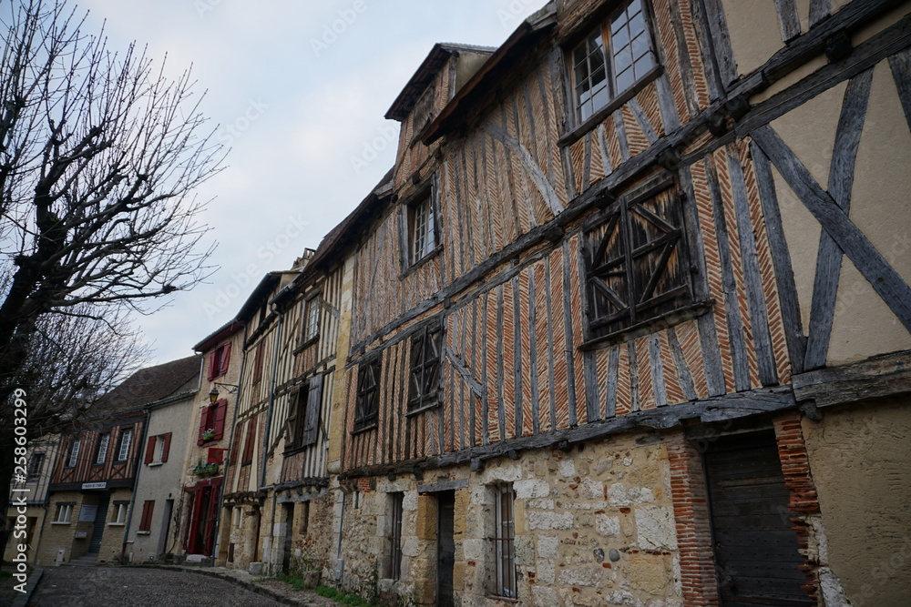 Typical old house in Bergerac, France on the plaza