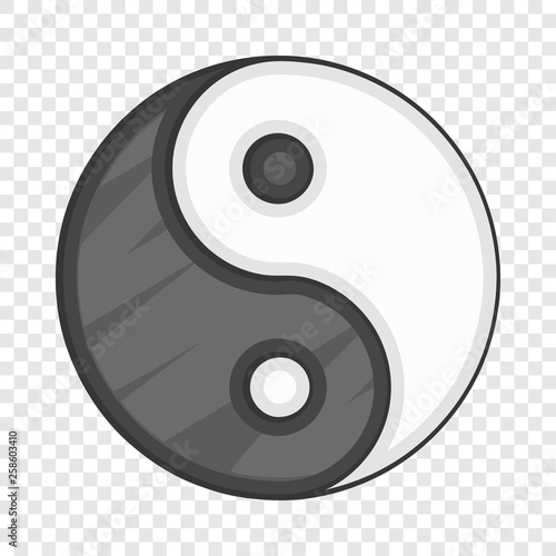 Ying yang icon in cartoon style on a background for any web design 