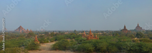 Beautful panoramic view of all major Bagan temples and landmarks. Myanmar (Burma) photo