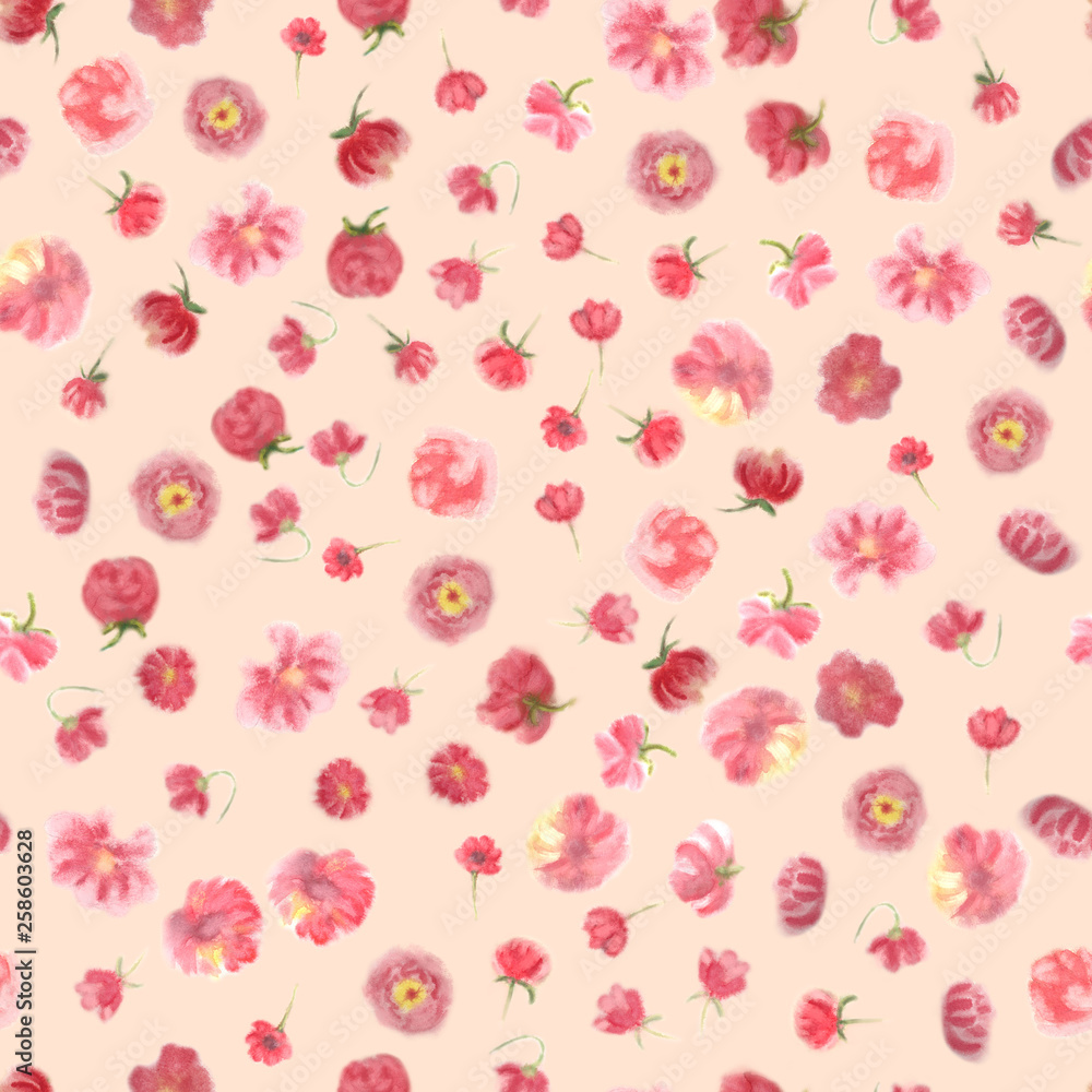 Fuzzy water colour flower seamless wallpaper Fuzzy water colour flower seamless wallpaper
