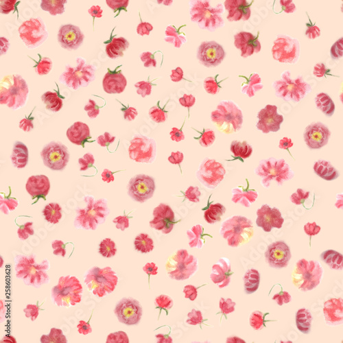 Fuzzy water colour flower seamless wallpaper