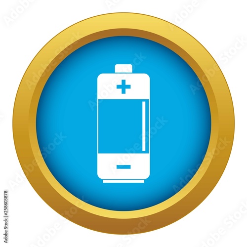 Alkaline battery icon blue vector isolated on white background for any design