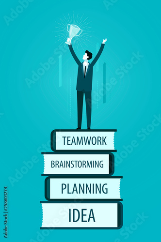 Success in business. Winning, achievement concept. Infographics vector illustration