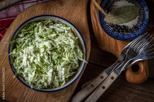 Salad with cabbage and dill.