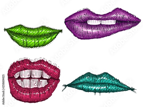 lips sketch drawings smile painted women
