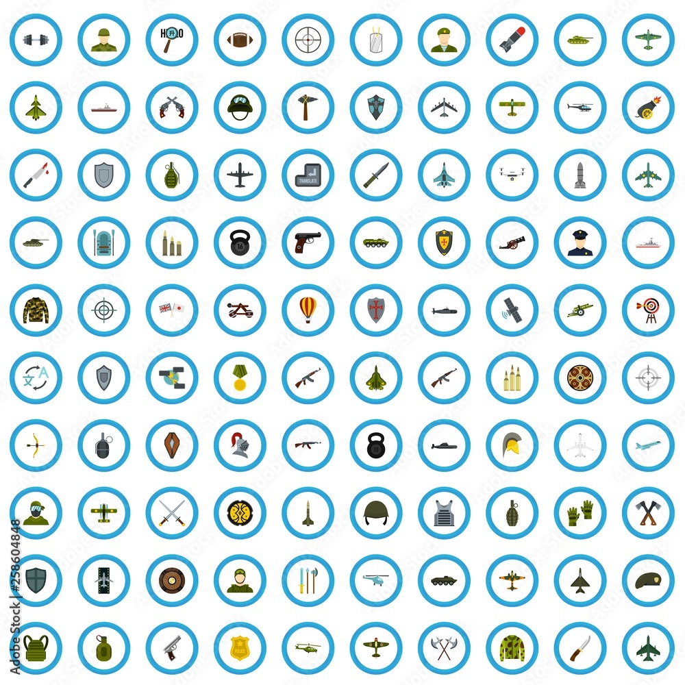 100 officer icons set in flat style for any design vector illustration