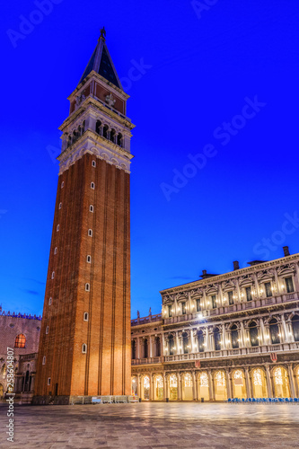 Venice, Italy. Piazza San Marco with the bell tower of St Mark's Campanile (Campanile di San Marco).  © Carmen