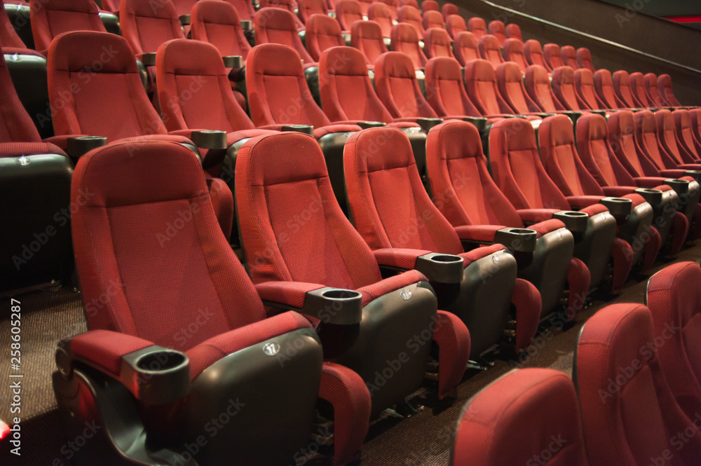 Obraz premium part of a theatre, or similar building, where the people who are watching and listening sit
