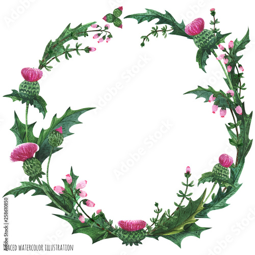 Wreaths from thistle and heather for decoration