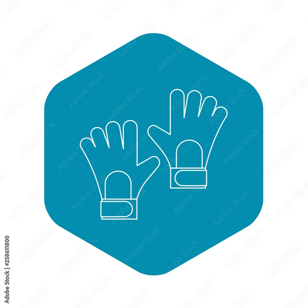 Soccer goalkeeper gloves icon. Outline illustration of soccer goalkeeper gloves vector icon for web