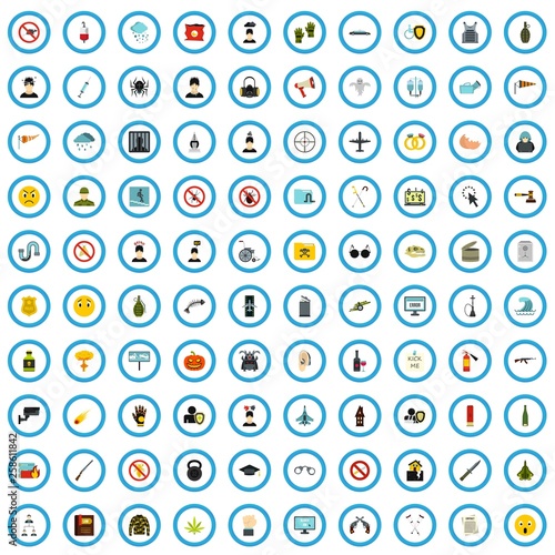 100 oppression icons set in flat style for any design vector illustration