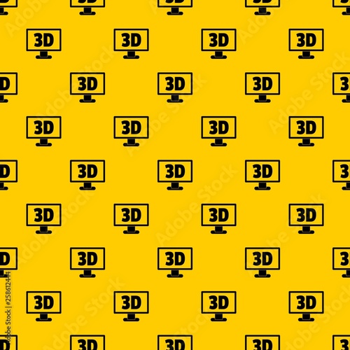 Computer monitor with 3d inscription pattern seamless vector repeat geometric yellow for any design
