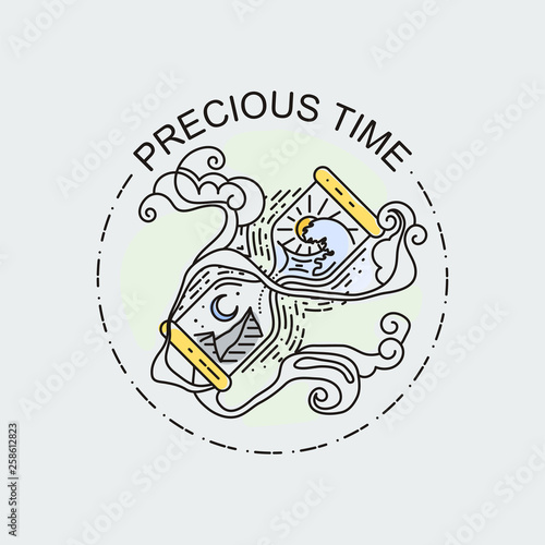 Sacred hourglass - linear design style isolated illustration