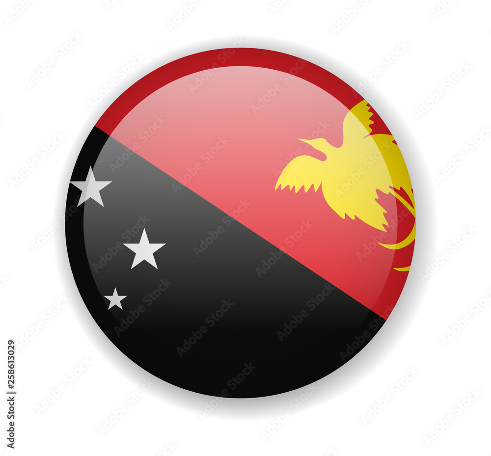 Papua New Guinea flag round bright icon on a white background Papua New Guinea flag round bright icon on a white background