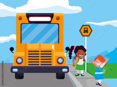 happy little interracial schoolgirls characters