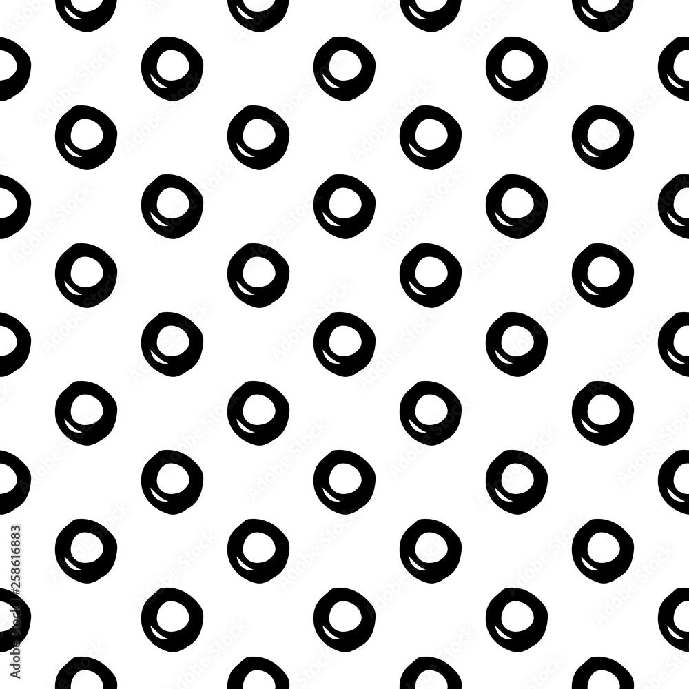 Abstract doodle pattern with hand drawn bubbles. Cute vector black and white doodle pattern. Seamless monochrome doodle pattern for fabric, wallpapers, wrapping paper, cards and web backgrounds.