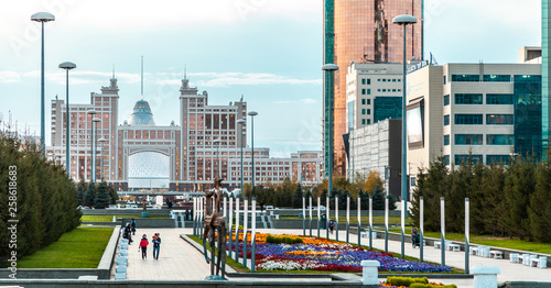 Nurzhol Bulvar, view to KazMunaiGas and Transport Tower, Nur-Sultan, Astana; Kazakhstan photo