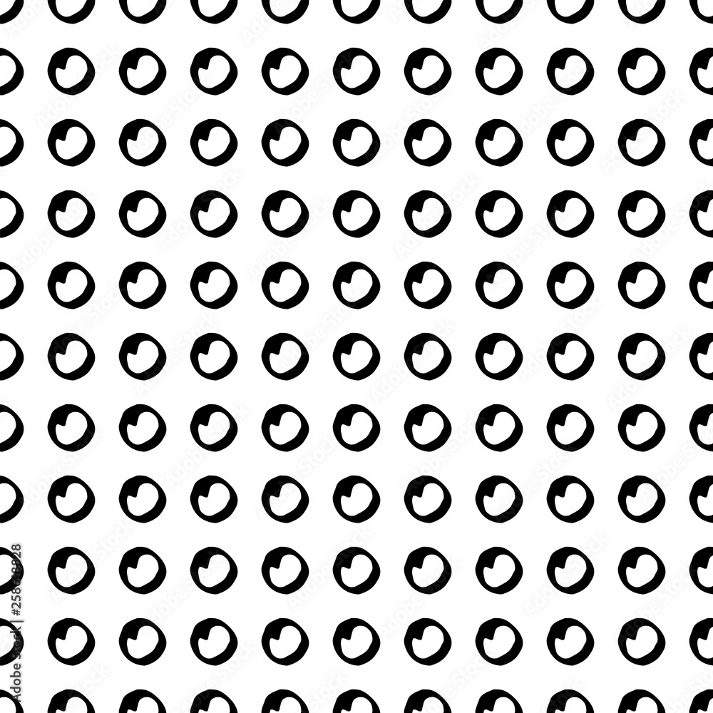 Abstract cute pattern with hand drawn polka dots. Trendy vector black and white cute pattern. Seamless monochrome cute pattern for fabric, wallpapers, wrapping paper, cards and web backgrounds.