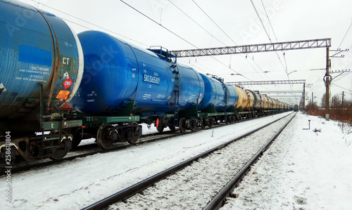 Freight train (oil tanks), Izhory station, Saint-Petersburg.
