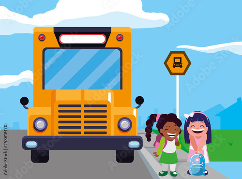 happy little interracial schoolgirls characters