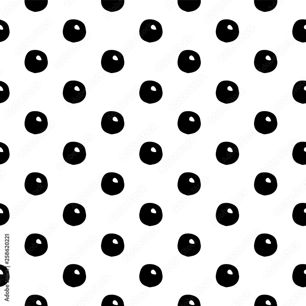 Abstract polka dot pattern with hand drawn dots. Cute vector black and white polka dot pattern. Seamless monochrome polka dot pattern for fabric, wallpapers, wrapping paper, cards and web backgrounds. Abstract polka dot pattern with hand drawn dots. Cute vector black and white polka dot pattern. Seamless monochrome polka dot pattern for fabric, wallpapers, wrapping paper, cards and web backgrounds.