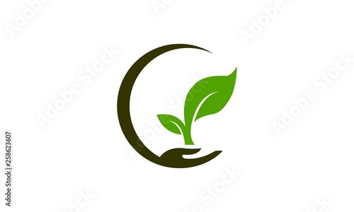 hand leaf care logo icon