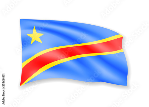 Free Download Waving Democratic Republic of Congo flag on white. Flag in the wind. - GFXLoad