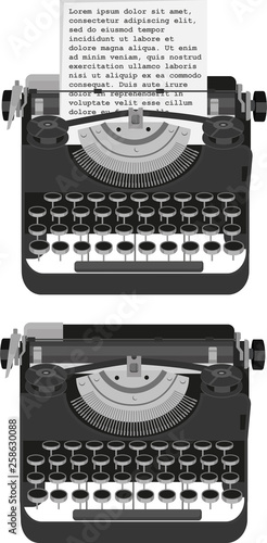 vintage mechanical typewriter illustration