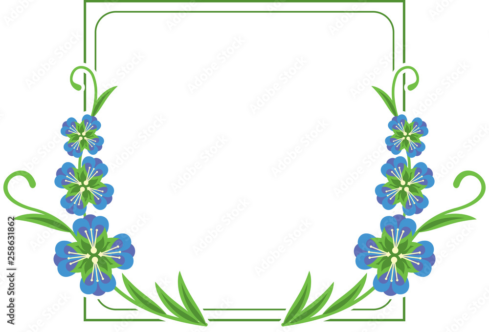 Beautiful frame with decorative bright flowers.