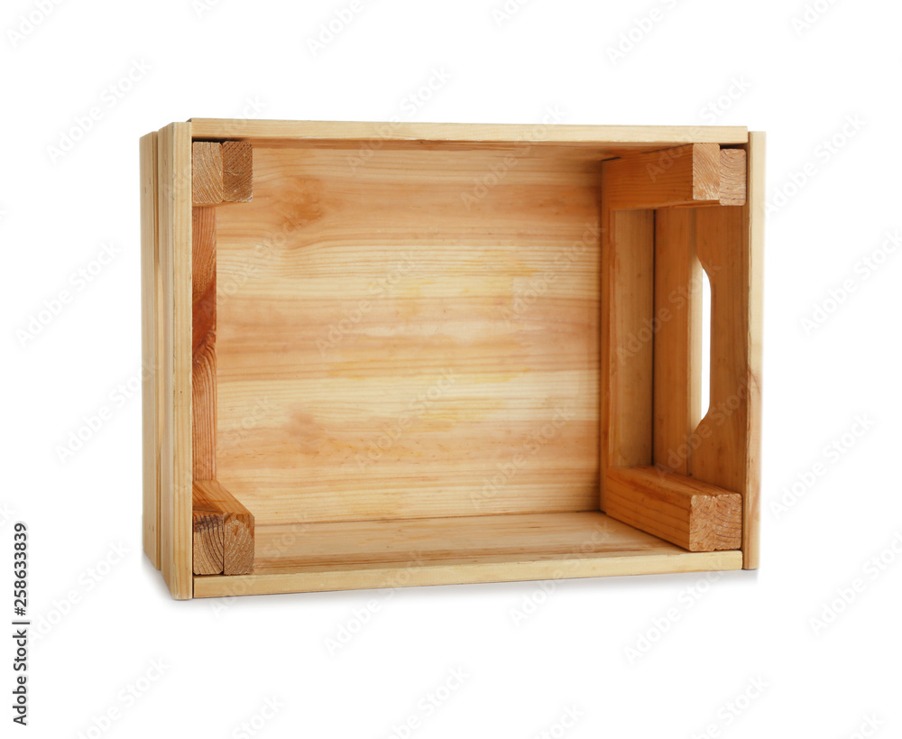 Wooden crate on white background. Shipping container Wooden crate on white background. Shipping container