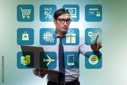 Businessman in online trading and shopping concept