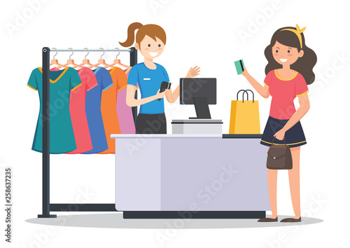 Women shopping vector