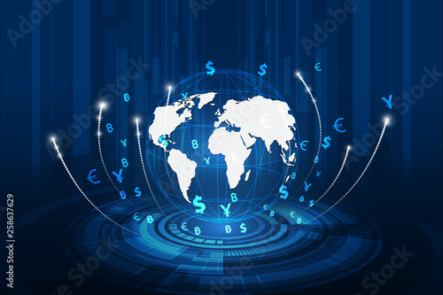 Money transfer. Global Currency. Stock Exchange. Stock vector illustration.eps10