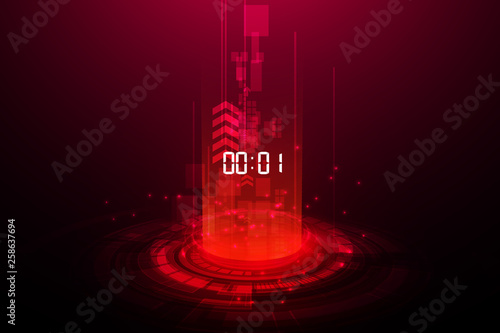 Abstract Futuristic Technology Background with Digital number timer concept and countdown, vector transparent