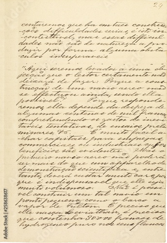 Página do manuscrito “Memória sobre a navegação aérea” (1881), do inventor brasileiro Júlio Cézar Ribeiro de Souza (1843-1887)