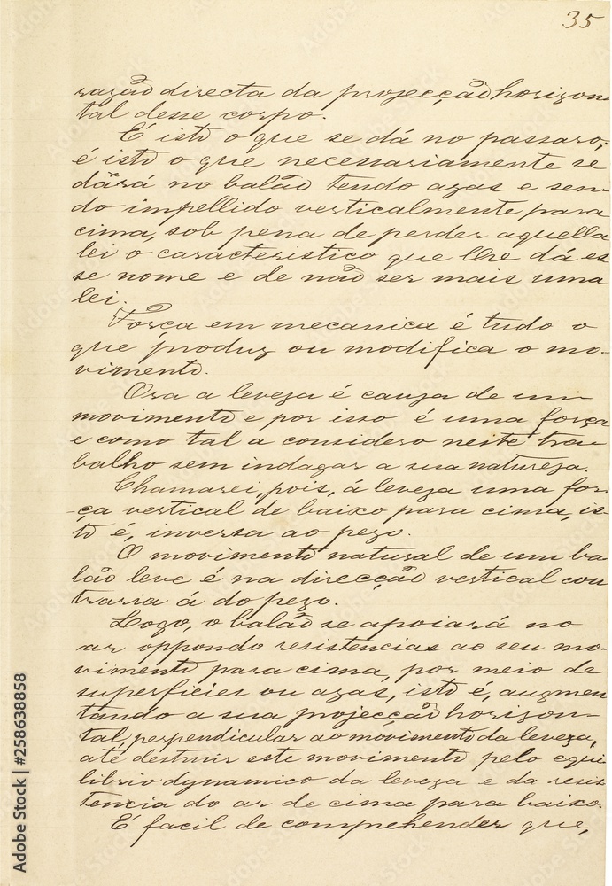 Página do manuscrito “Memória sobre a navegação aérea” (1881), do inventor brasileiro Júlio Cézar Ribeiro de Souza (1843-1887)