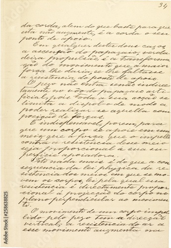 Página 34 do manuscrito “Memória sobre a navegação aérea” (1881), do inventor brasileiro Júlio Cézar Ribeiro de Souza (1843-1887) photo