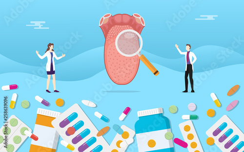 human tongue medicine health pills drug capsule treatment with doctor analysis - vector
