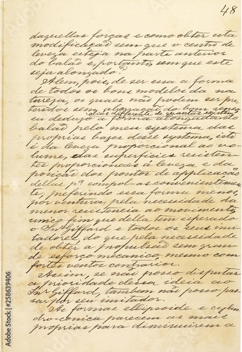 Página do manuscrito “Memória sobre a navegação aérea” (1881), do inventor brasileiro Júlio Cézar Ribeiro de Souza (1843-1887)