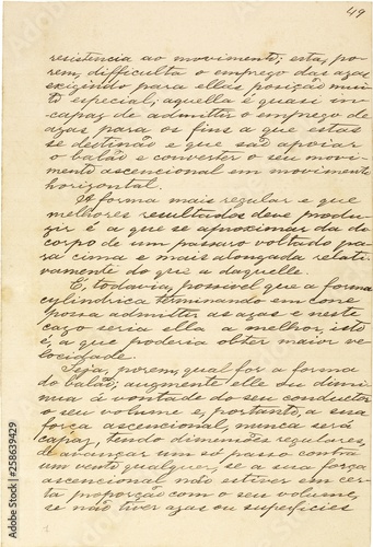 Página 49 do manuscrito “Memória sobre a navegação aérea” (1881), do inventor brasileiro Júlio Cézar Ribeiro de Souza (1843-1887)