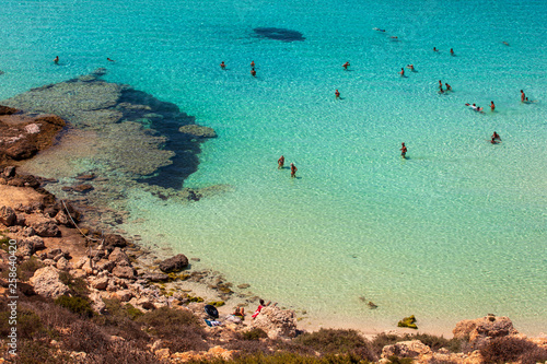 View of the most famous sea place of Lampedusa, Spiaggia dei conigli © bepsphoto