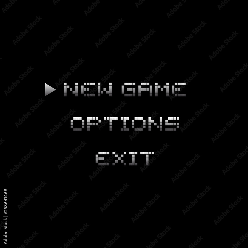 retro videogame menu