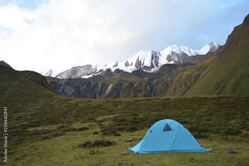 Camping on lap of mountain