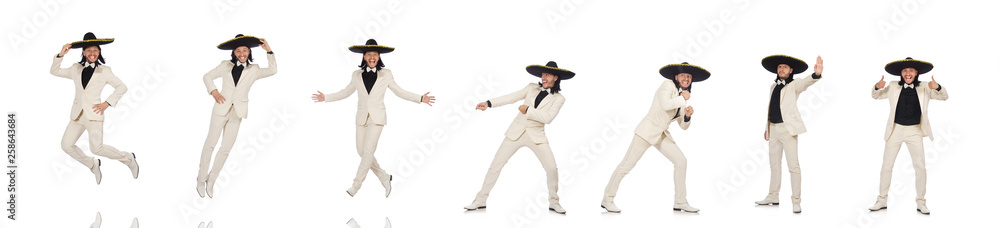 Funny mexican in suit and sombrero isolated on white Funny mexican in suit and sombrero isolated on white