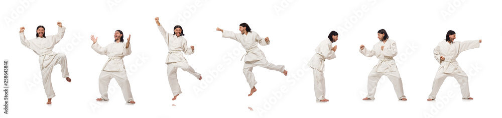 Karate fighter isolated on white Karate fighter isolated on white