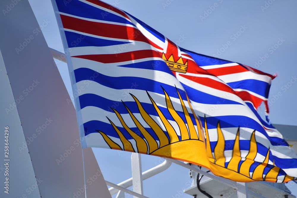 ブリティッシュコロンビア州の旗 Flag Of British Columbia Province Canada Waving In The Sky Stock Photo Adobe Stock