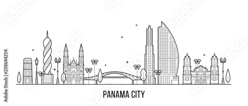 Fototapeta Naklejka Na Ścianę i Meble -  Panama City skyline Republic Panama city vector
