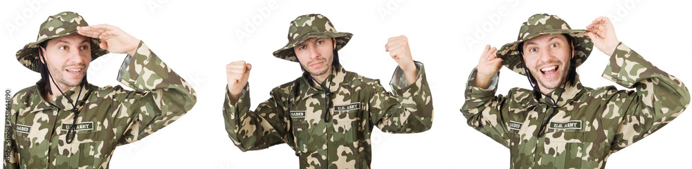 Funny soldier isolated on white Funny soldier isolated on white